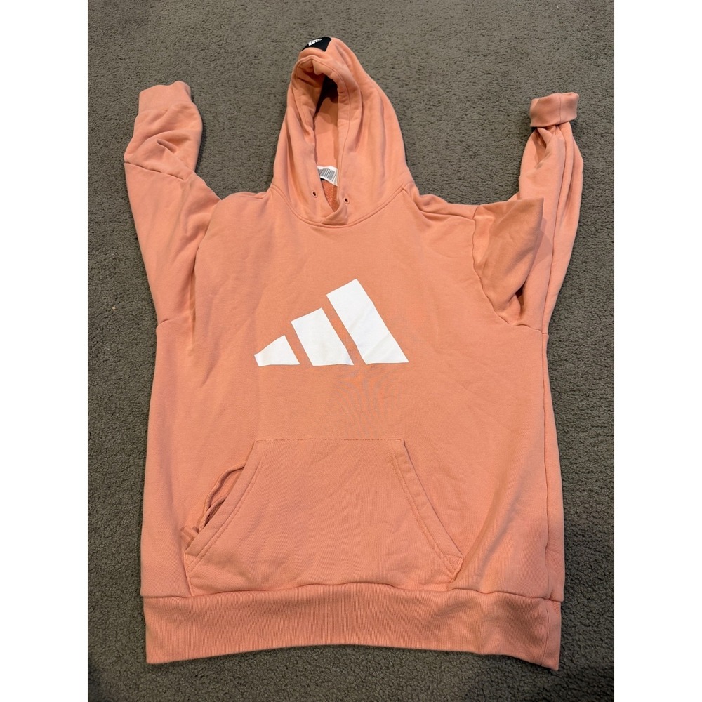 Adidas Men's Sweatshirt Orange Pink Long Sleeve With Hood Men's Size Medium